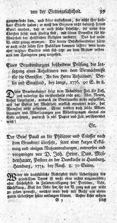 Der Brief Pauli an die Philipper und Colosser.