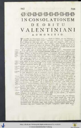 De Obitu Valentiniani Consolatio.