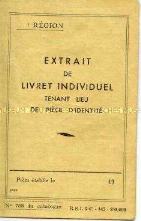 Ersatz-Personalausweis für Harry Weiss aus dem Indochina-Konvolut des Legionärs Harry Weiss