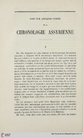 N.S. 5.1862: Note sur quelques points de la chronologie assyrienne