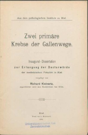 Zwei primäre Krebse der Gallenwege