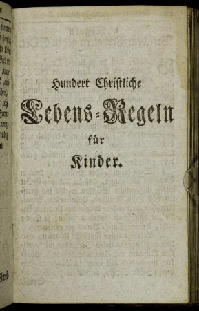 Hundert Christliche Lebens-Regeln für Kinder.