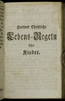 Hundert Christliche Lebens-Regeln für Kinder.