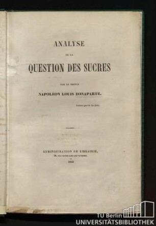 Analyse de la question des sucres