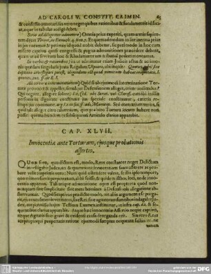 Cap. XLVII. Innocentiae ante Torturam , eiusque probationis assertio