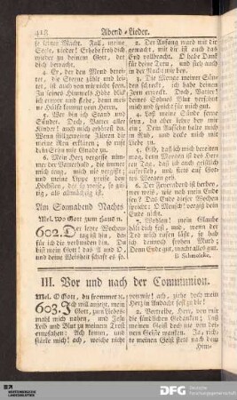 III. Vor und nach der Communion.