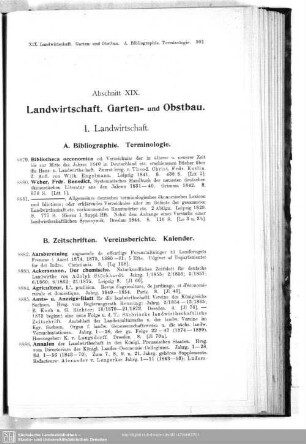 XIX. Landwirtschaft. Garten- und Obstbau