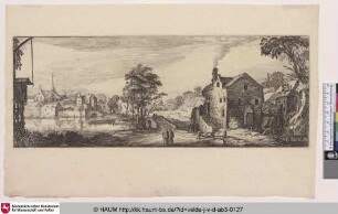 [Wassermühle nahe einem Dorf; Water-Mill near a Village]