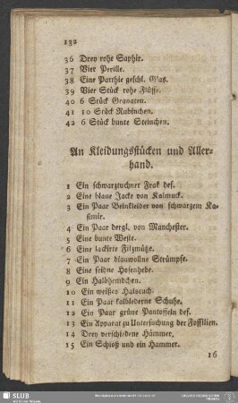 An Kleidungsstücken und Allerhand