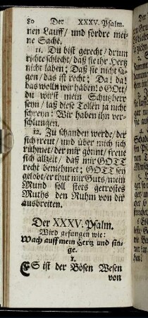 Der XXXV. Psalm. Wird gesungen wie: Wach auff mein Hertz und singe. - Der L. Psalm. Wird gesungen wie: Jesu/ der du meine Seele.