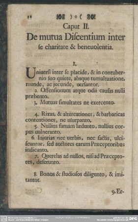 Caput II. De mutua Discentium inter se charitate & benevolentia
