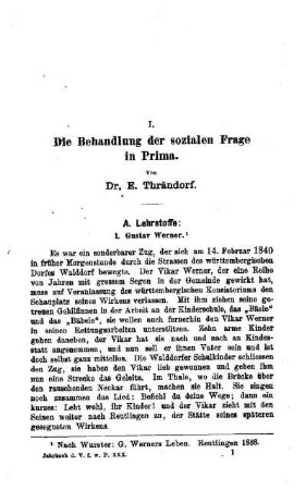 Die Behandlung der sozialen Frage in Prima