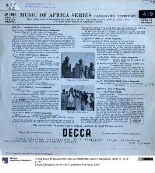Music of Africa Series/Songs & Instrumental Music of Tanganyika