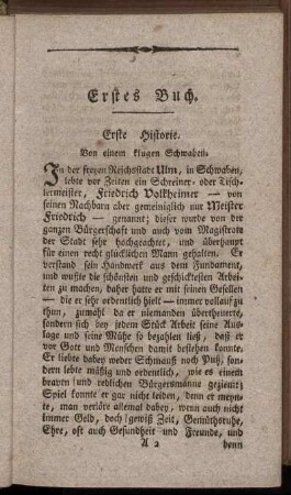 Erste Historie. Von einem klugen Schwaben - Sechste Historie. Von einem heldenmuethigen jugen Maedchen