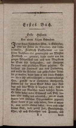 Erste Historie. Von einem klugen Schwaben - Sechste Historie. Von einem heldenmuethigen jugen Maedchen