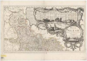 Karte von Niederschlesien, 1:410 000, Kupferstich, 1758