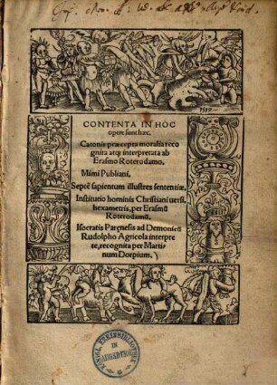 Contenta in hoc opere sunt haec Catonis praecepta moralia