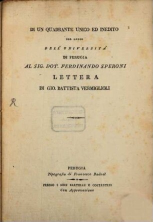 Di un quadrante unico ed inedito nel Museo dell'Università di Perugia