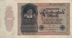 Zahlungsmittel / Reichsbanknote / Fünftausend Mark