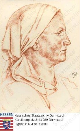 Willrich, Wolf (1897-1948) / Gemälde 'Förstersfrau aus dem Buchenland', Porträt im Profil, Kopfbild