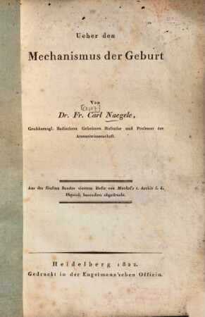 Ueber den Mechanismus der Geburt