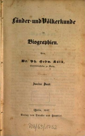 Länder- und Völkerkunde in Biographien, 2. Band