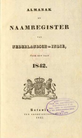 1842: Almanak en naamregister van Nederlandsch-Indie