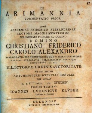 De Arimannia Commentatio .... Prior
