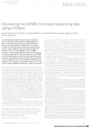 Discovering microRNAs from deep sequencing data using miRDeep