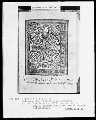 Psalter aus Waldkirch bei Freiburg — Initiale D (ixi custodiam), Folio 46 recto