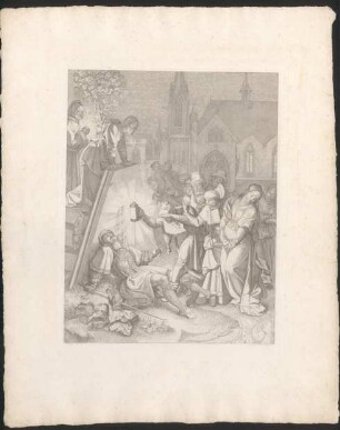 Die Erscheinung am Rabenstein. Nachtstück: Faust und Mephistopheles auf schwarzen Pferden daher brausend