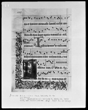 Antiphonarium — Initiale H, darin der heilige Bernhard