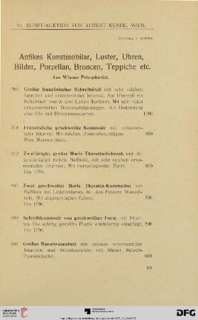 Antikes Kunstmobiliar, Luster, Uhren, Bilder, Porzellan, Broncen, Teppiche etc. (Nr. 500-562)
