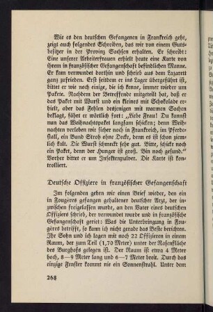 268-288, Deutsche Offiziere in französischer Gefangenschaft. - In japanischer Gefangenschaft.