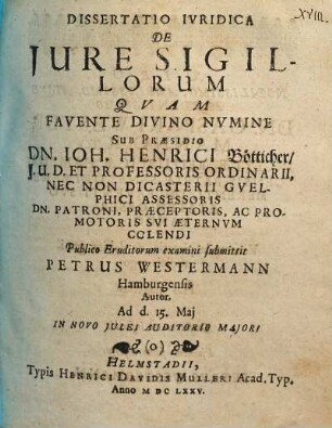Dissertatio Iuridica De Iure Sigillorum