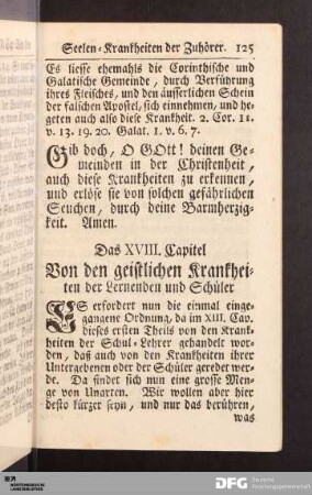 Das XVIII. Capitel. Von den geistlichen Krankheiten der Lernenden und Schüler.