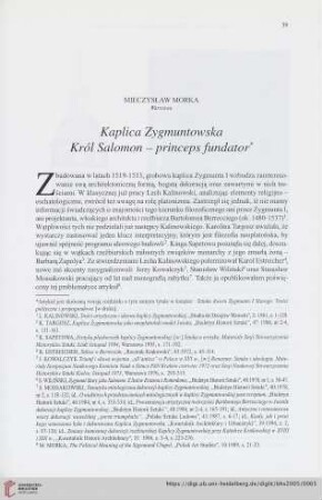 67: Kaplica Zygmuntowska : król Salomon - princeps fundator
