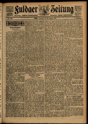 Zweite Ausgabe vom Samstag, den 22. August 1903.