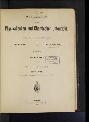 6.1892/93: Zeitschrift für den physikalischen und chemischen Unterricht