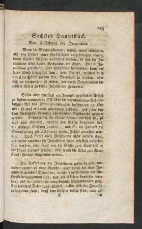 Sechstes Hauptstück. Von Aufhebung der Inquisition
