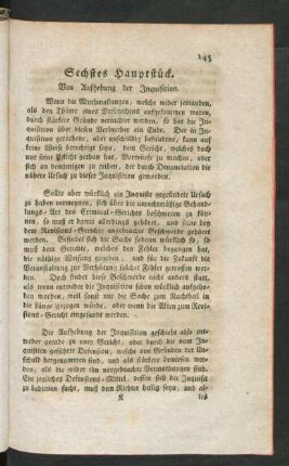 Sechstes Hauptstück. Von Aufhebung der Inquisition
