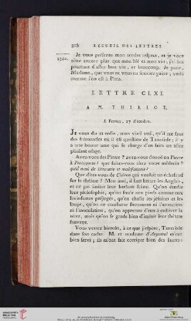 (Lettre CLXI - CLXX)