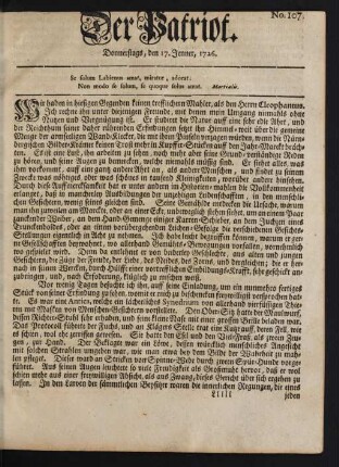 No. 107. Donnerstags, den 17. Jenner, 1716