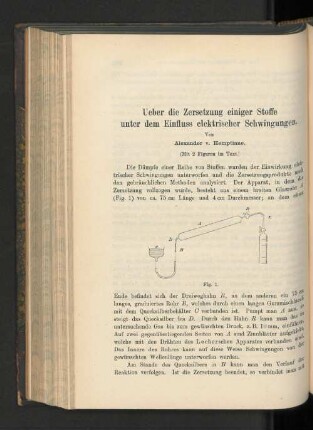 Ueber die Zersetzung einiger Stoffe unter dem Einfluss elektrischer Schwingungen.