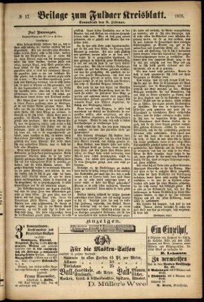 Zweite Ausgabe vom Samstag, den 08. Februar 1896.