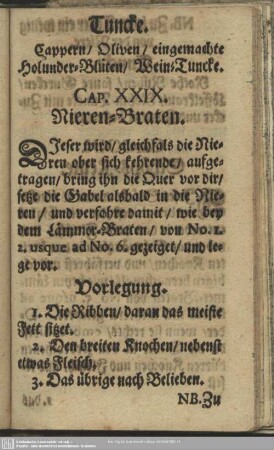 Cap. XXIX. Nieren-Braten
