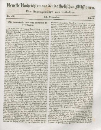 Neueste Nachrichten aus den katholischen Missionen Nr. 48
