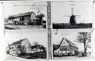 Doberschau-Gaußig-Drauschkowitz. Holländermühle und Ansichten von Weißnaußlitz, Ansichtskarte, um 1917, Repro
