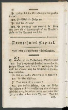 Dreyzehntes Capitel. Von dem Vollziehungs-Direktorium