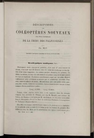 Desciptions De Coleopteres Nouveaux